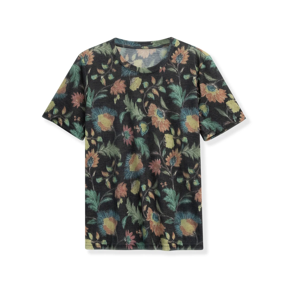 【南法假日】轻奢原创设计感花色女士T恤9129-352-8204