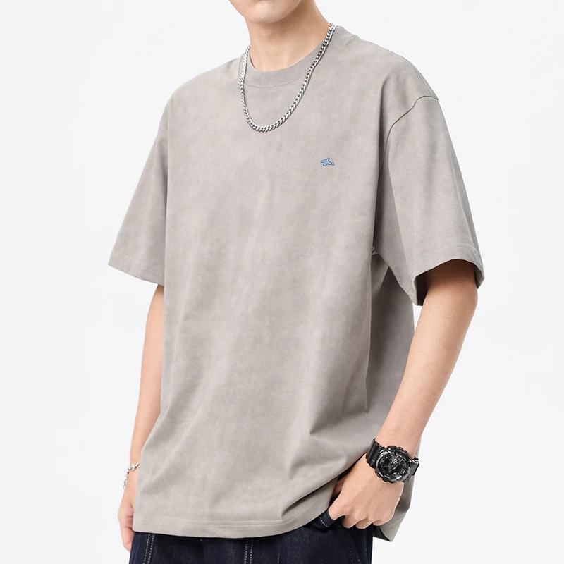 赤单BNT8033夏季凉感圆领短袖男士宽松T恤美式复古薄款半袖上衣