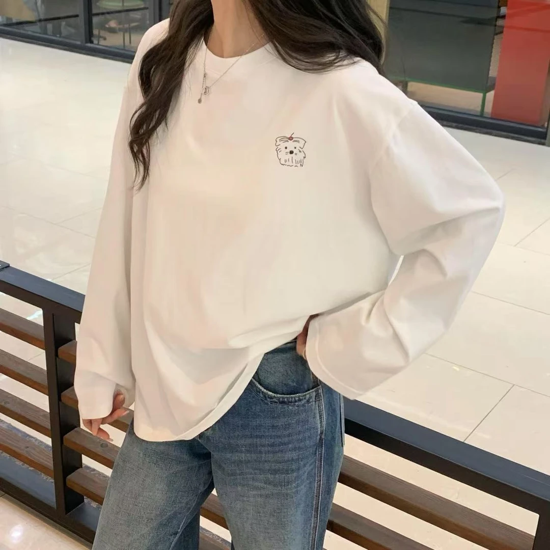 WATER-前后印花宽松百搭休闲长袖T恤#8307