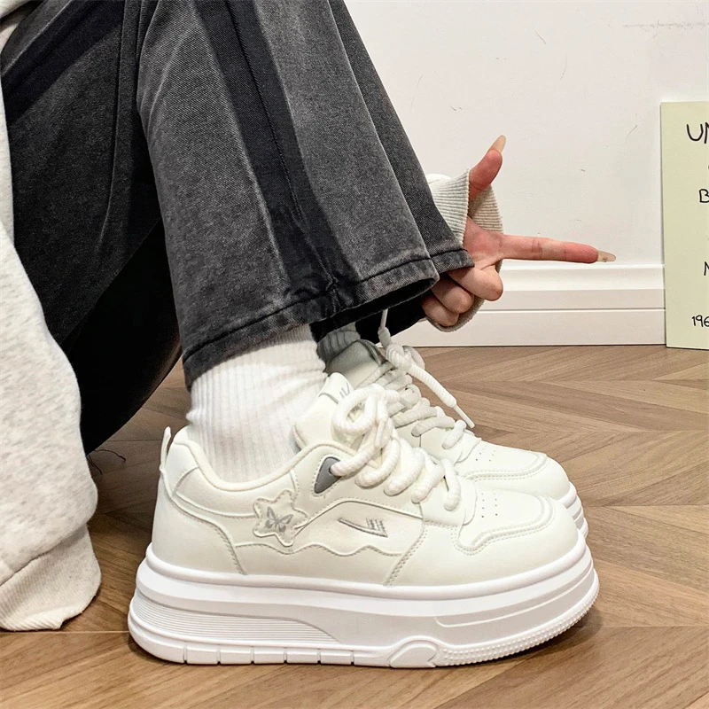 回力超火小蝴蝶板鞋厚底纯色小白鞋2025秋季新款韩版运动休闲鞋女