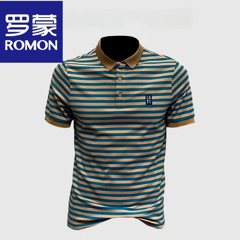 罗蒙男士春夏季新款商务休闲短袖T恤棉质帅气半袖薄款t上衣