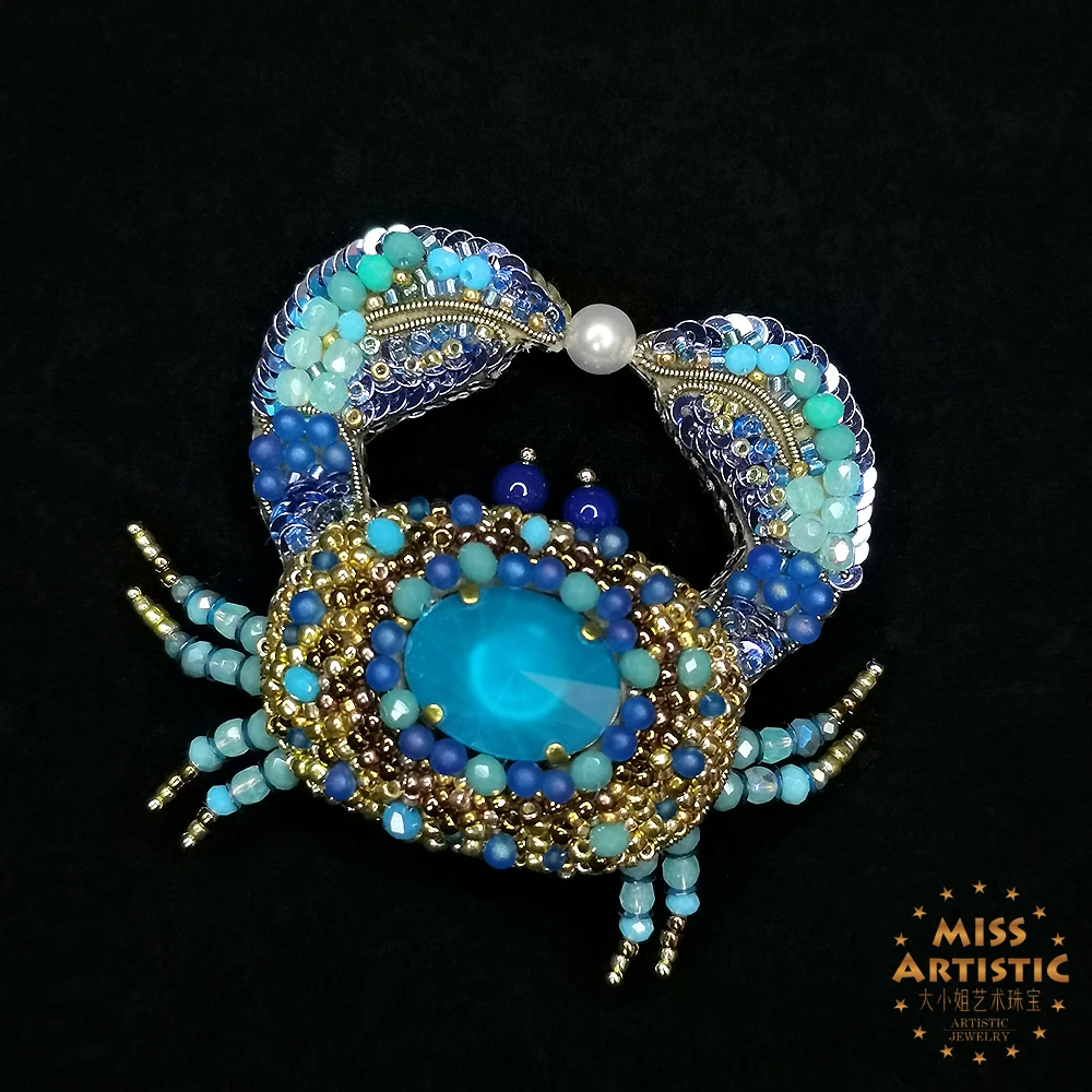 合金胸针 高定工坊法式珠绣索菲亚胸针[213b-08]