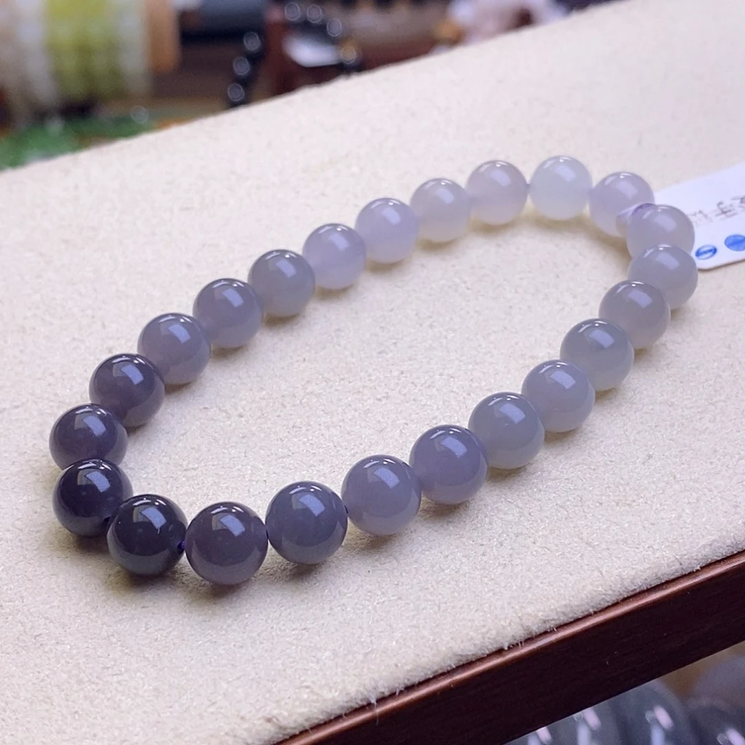 和田玉未镶嵌颈饰烟紫渐变手串8MM