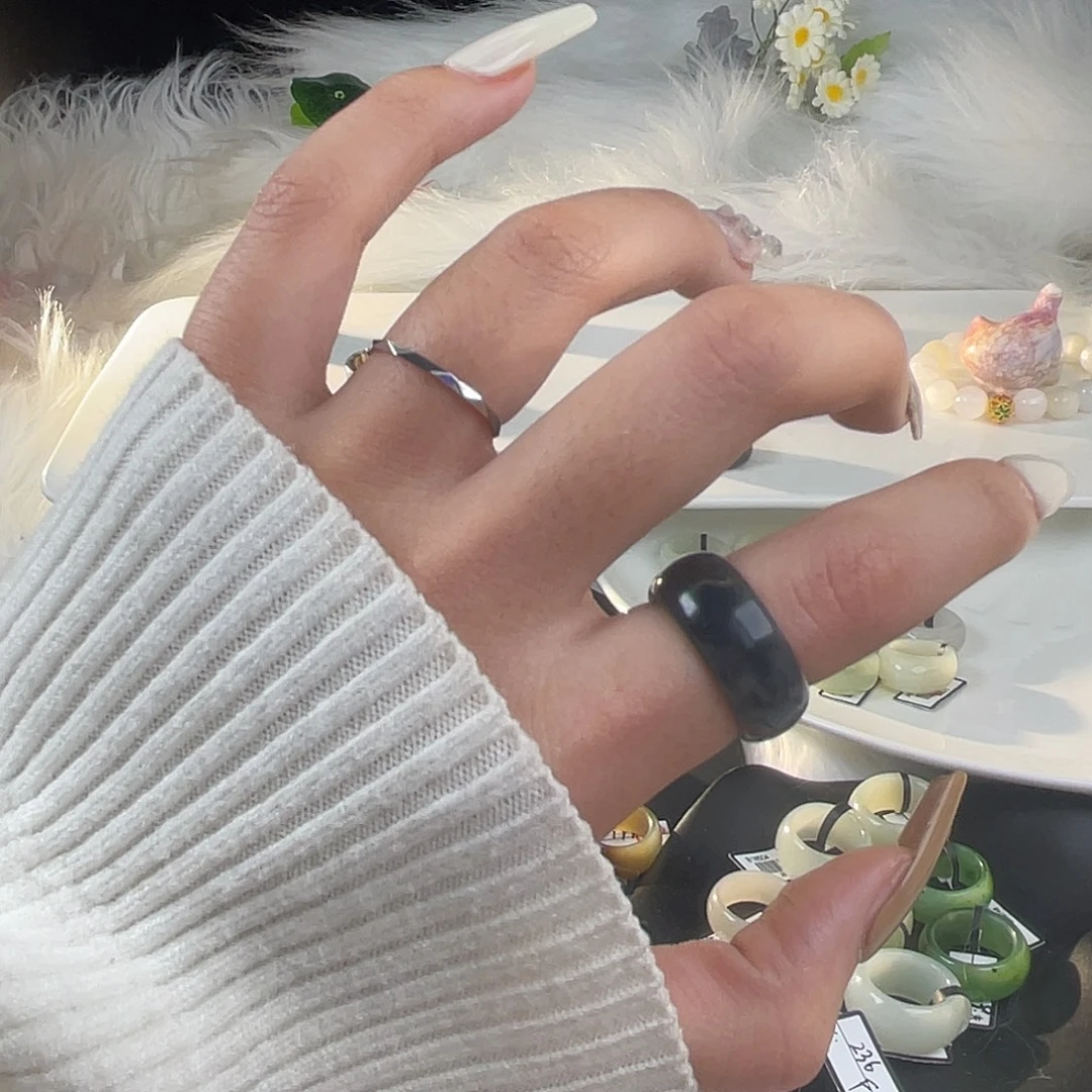 和田玉未镶嵌戒指U49青花轮胎18.0mm