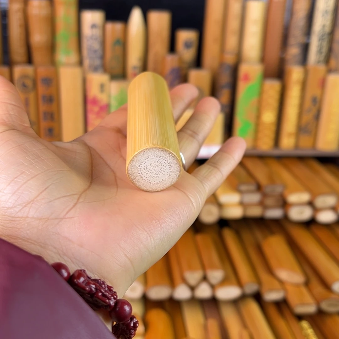 实心玉竹手把件圆