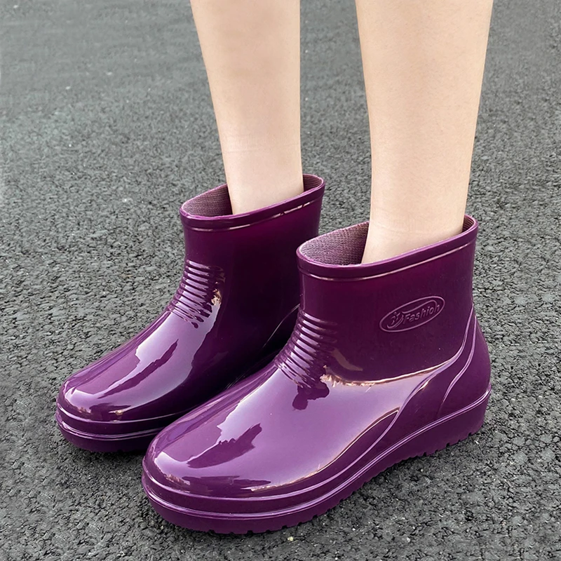 雨鞋女款短筒防滑防水舒适胶鞋成人厨房工作雨靴女士简约外穿雨靴