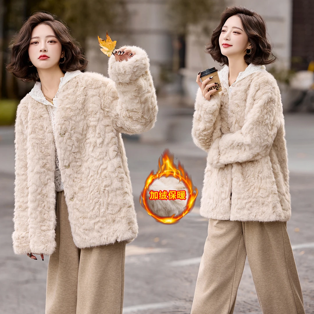 皮毛一体2025新款爆款女冬季小个子高端巨好看超火中长款毛毛外套