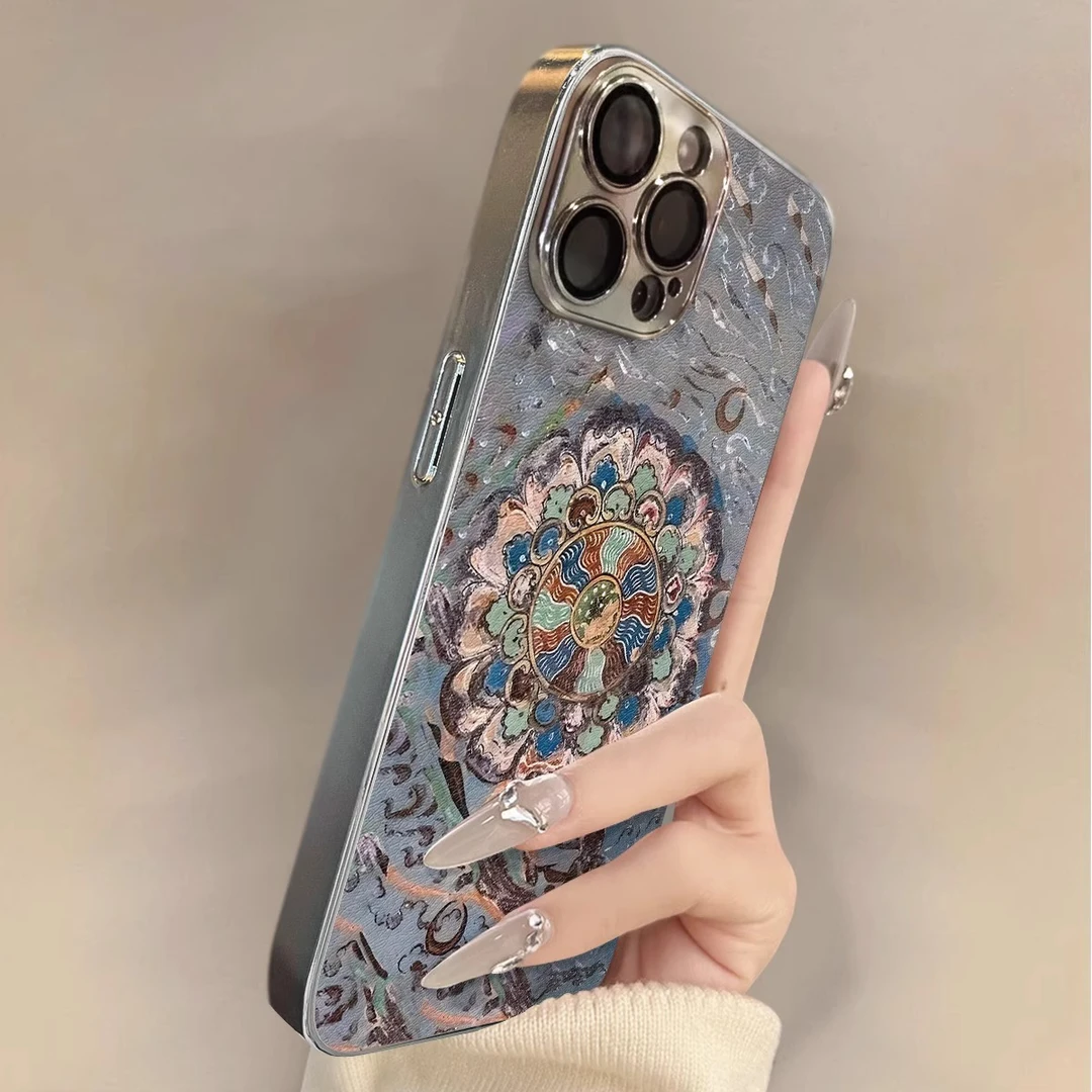 敦煌莲花适用苹果16promax手机壳高级iphone15promax国风14保护壳