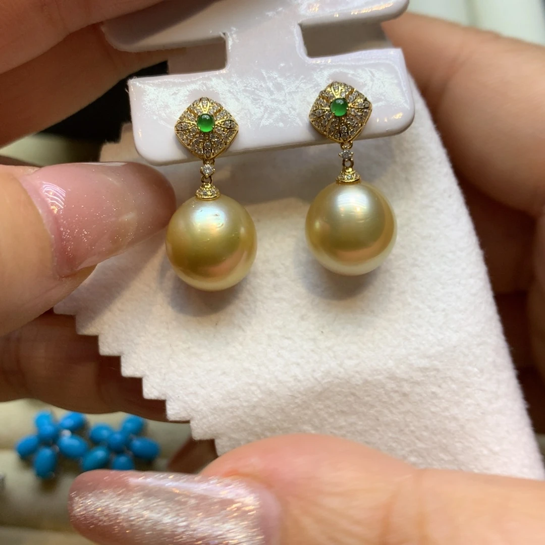 银S925镶嵌耳饰海水珍珠