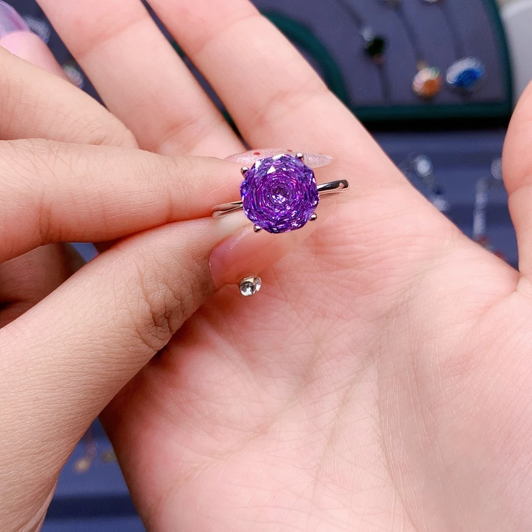 紫晶戒指银S925镶嵌66666
