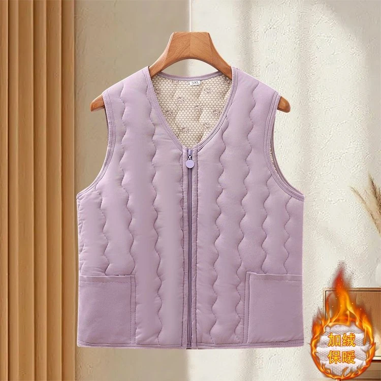 秋冬保暖马甲纯色中老年女装百搭时尚妈妈装厚款大码内搭