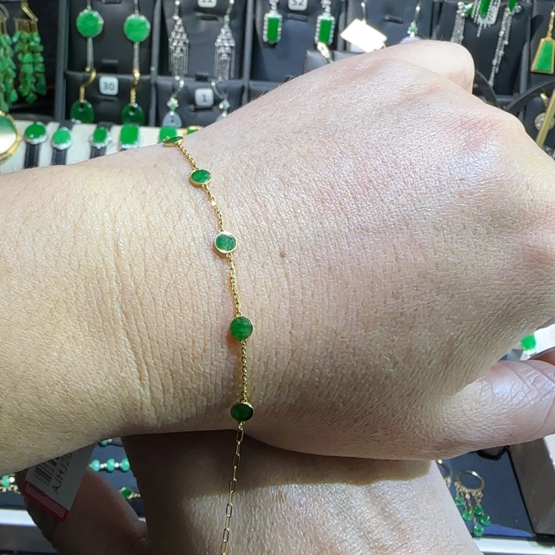 翡翠18K金镶嵌颈饰手链