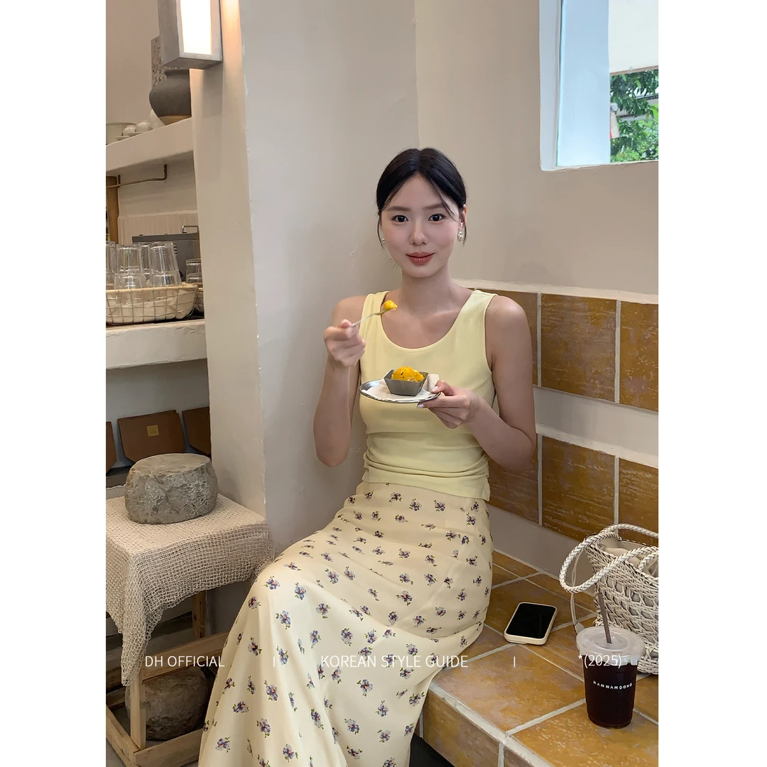 DH OFFICIAL 大花【明媚夏日 vest】清新褶皱收腰无袖背心