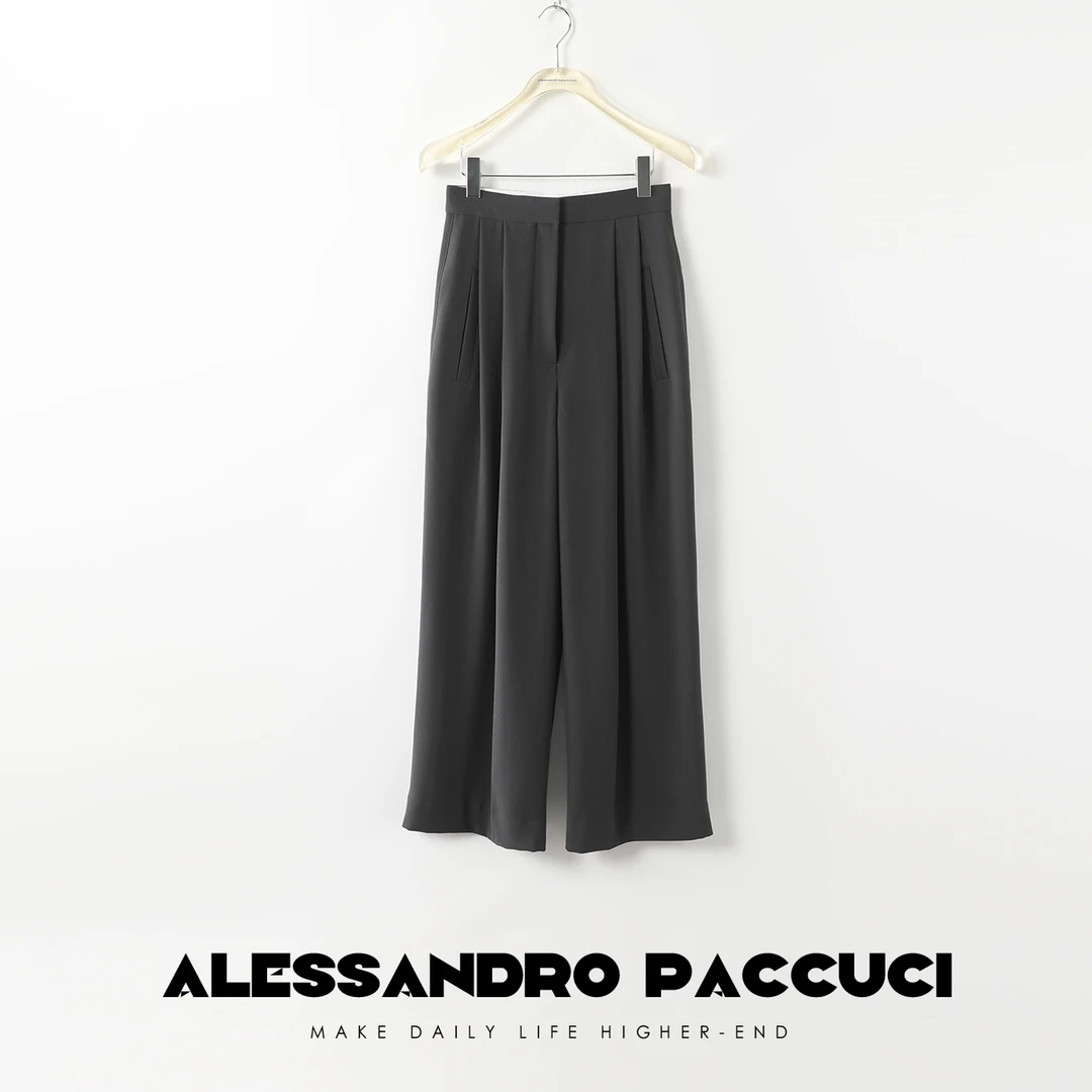 AP洛哥21452X自带垂感显瘦阔腿裤多色打褶时尚百搭休闲裤