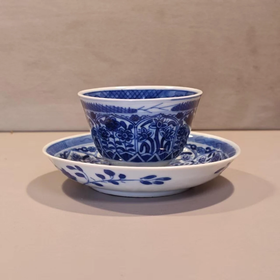 249 清 光绪 青花花卉杯碟套