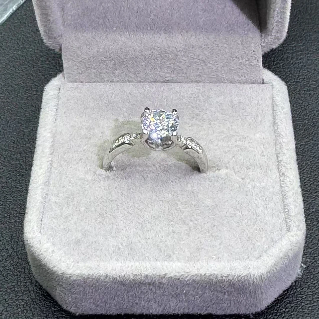 925银莫桑石戒指 牛头小蛮腰戒指-xx