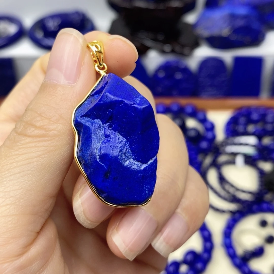 青金石颈饰银S925镀金镶嵌