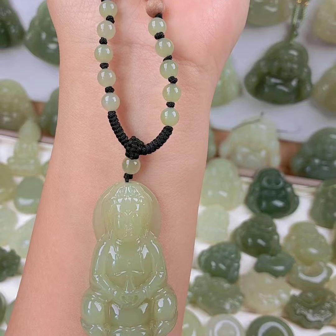 【大尺寸50】保真和田玉青海料男士观音大尺寸款式可选自带高货绳