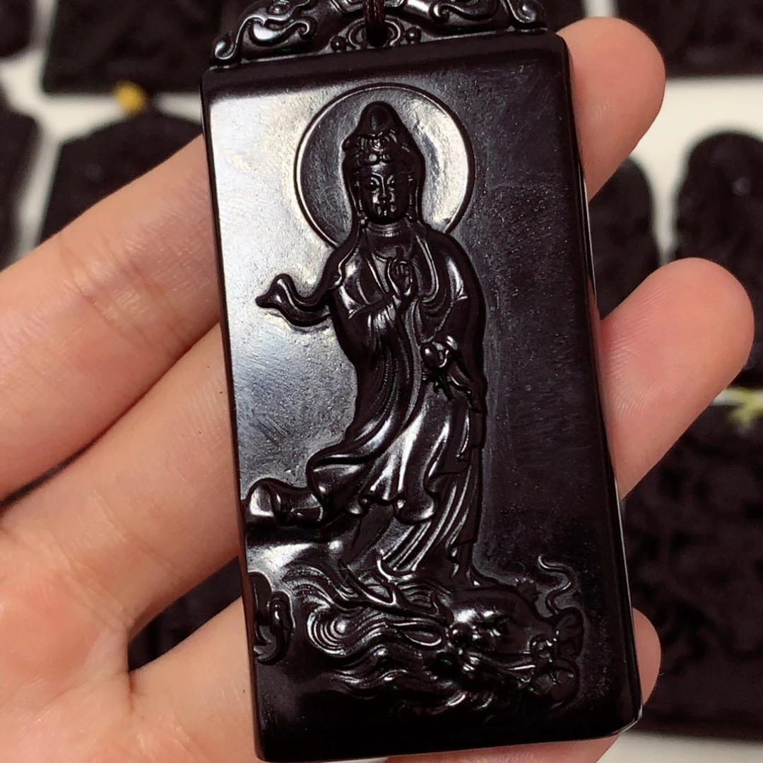 天然缅甸a货钢琴黑挂件