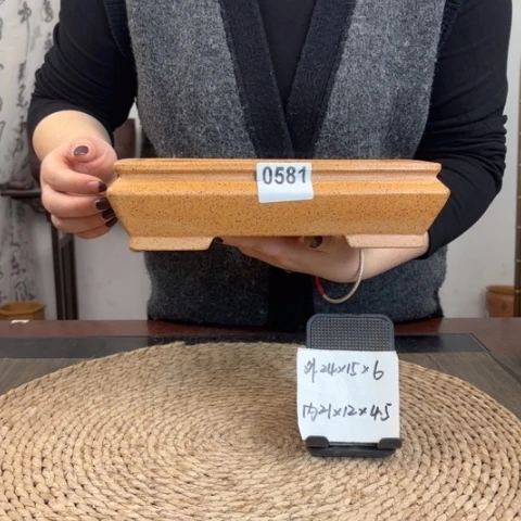 紫砂花盆柴烧军舰长方0581