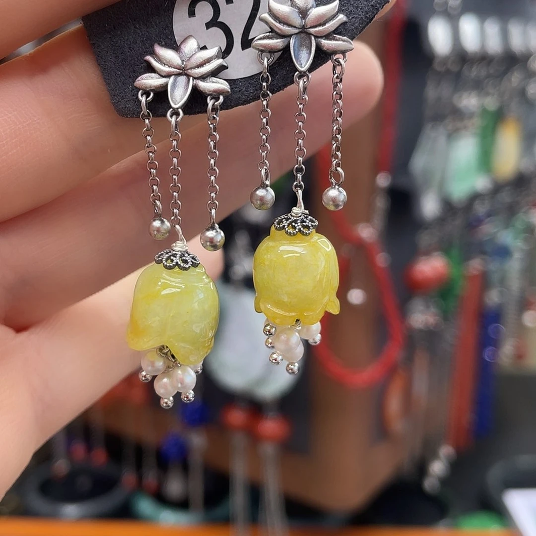 翡翠耳饰银S925镶嵌572ghjhhh