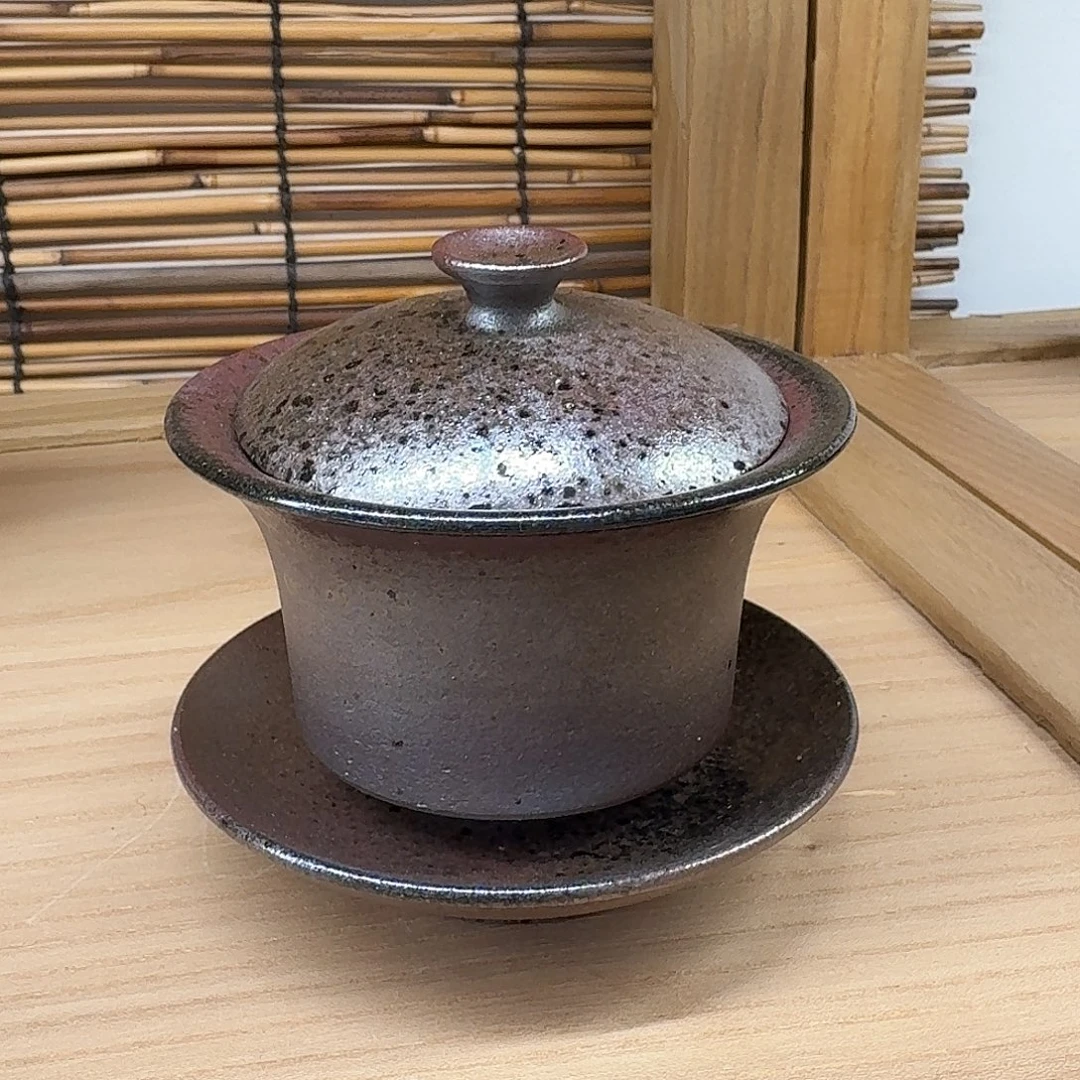 壶建水紫陶紫泥柴烧盖碗