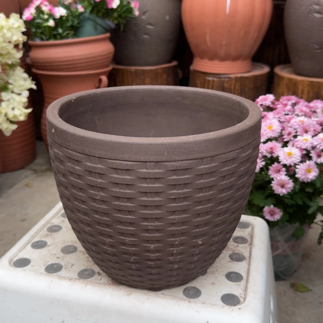 紫砂花盆口24高20宜兴紫砂