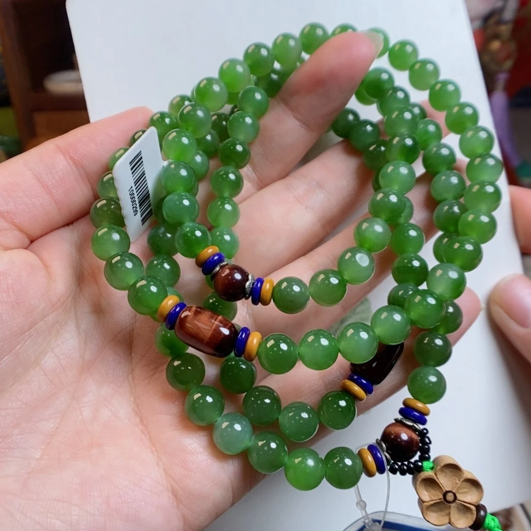 和田玉颈饰未镶嵌8冰阳绿