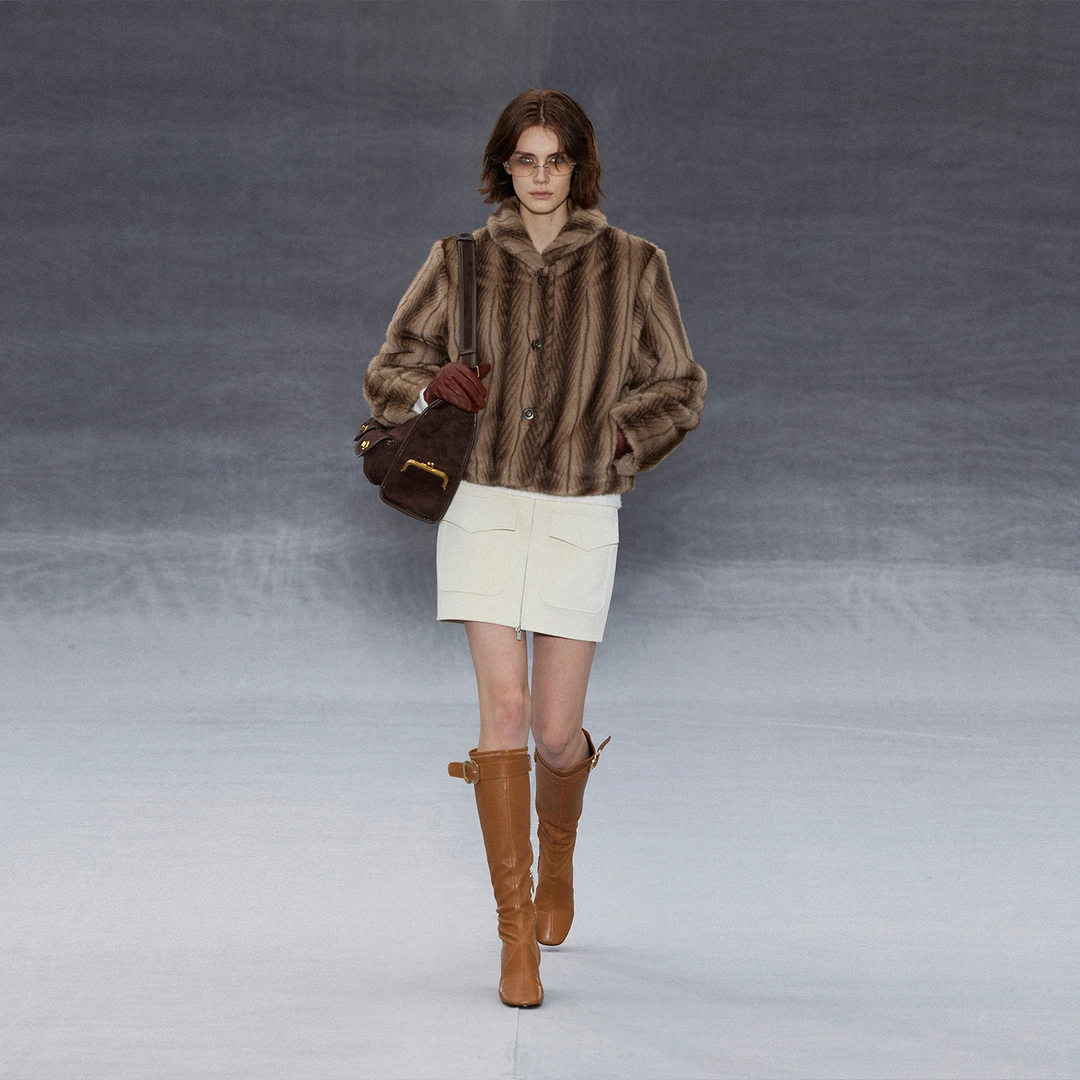 Randpickée retro系列段染环保皮草短外套