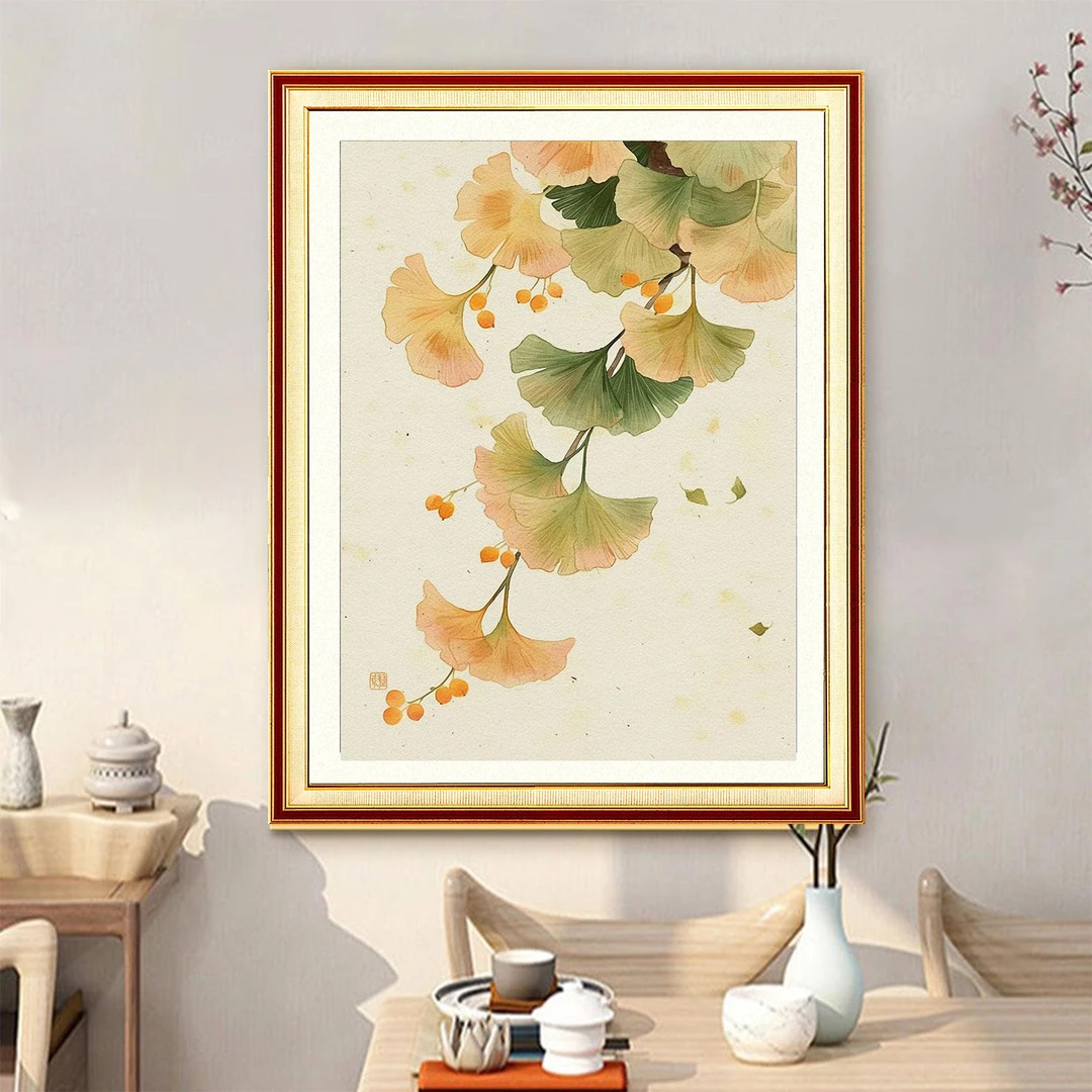 银杏叶十字绣2025新款线绣客厅餐厅植物卧室小件花卉卧室手工刺绣