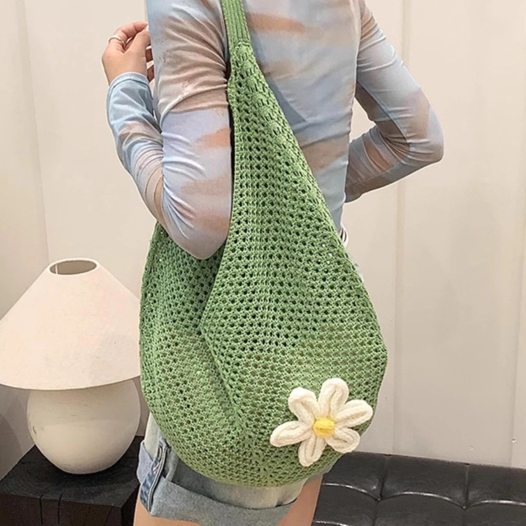 编织纯色托特包耐磨双根单肩包百搭休闲便携肩包网红小众布包腋下