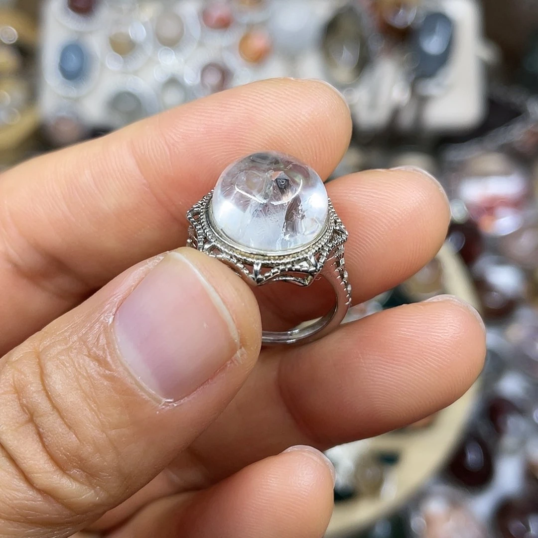 【闪购商品】银S925镶嵌珠宝半成品水晶戒指