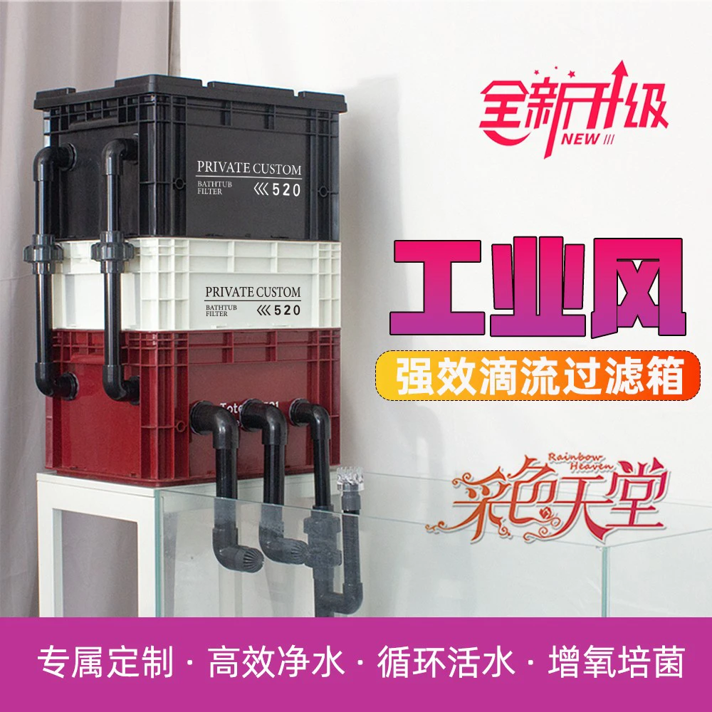 鱼缸周转箱过滤器静音上置滴流盒水循环工业风外置过滤箱多色定制