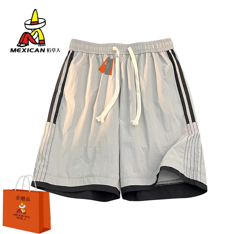 Mexican/稻草人短裤男士夏季薄款休闲裤冰丝速干五分裤沙滩裤潮流