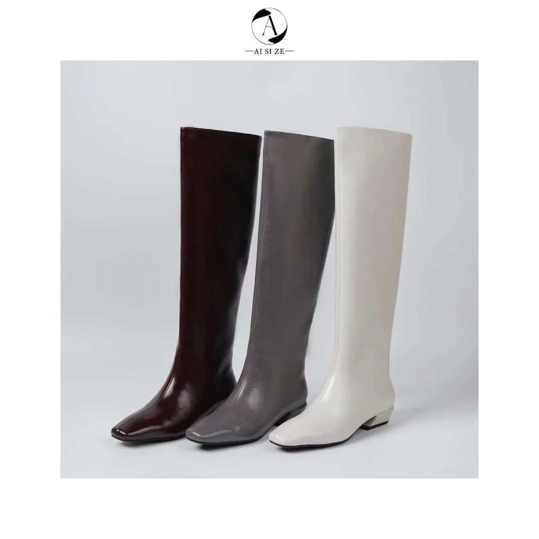 成都手工定制真皮女鞋长筒靴齐膝一脚蹬瘦瘦靴粗跟565