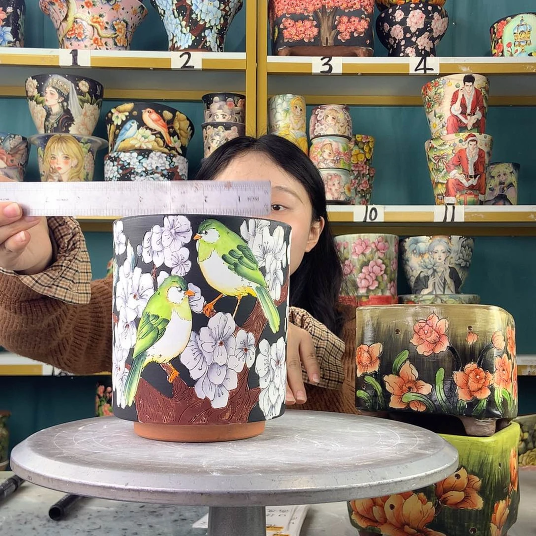 陶景德镇手工花盆923