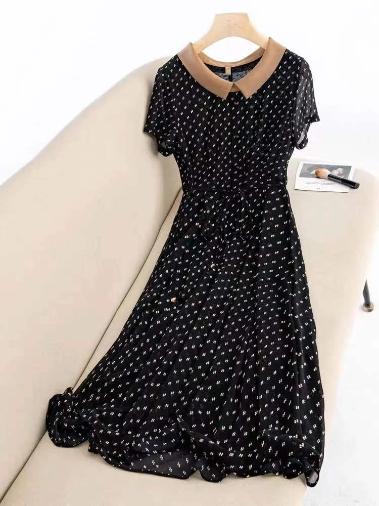 T1272时尚大码印花连衣裙夏季洋气系带显瘦法式波西收腰连衣裙