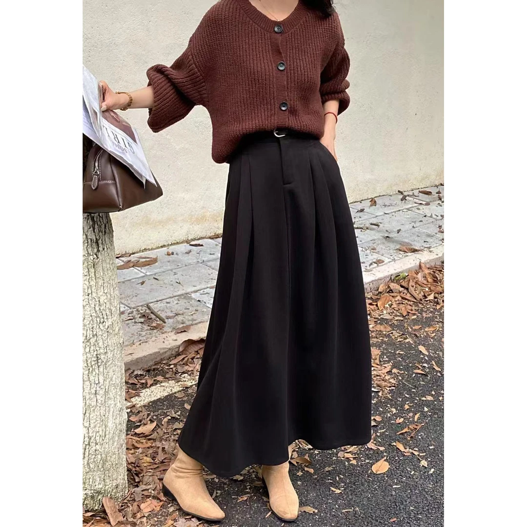 新款气质毛呢高腰半裙2997