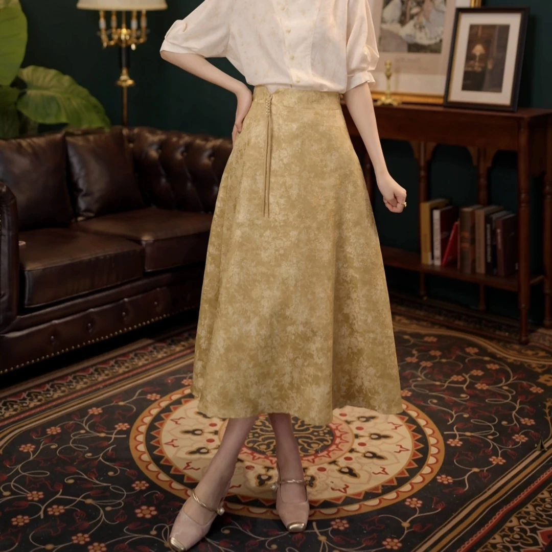 琦琦【太阳雨】高腰显瘦A字半身裙春夏百搭大摆a字伞裙YF1102440