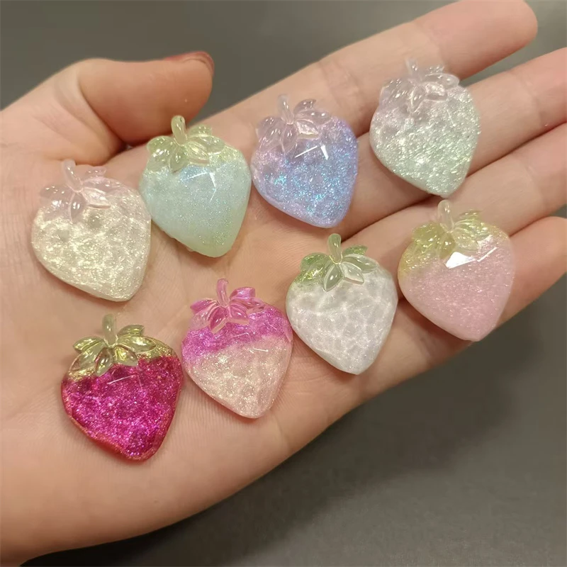 【许愿+对碰+隐藏】卡27*21冰透小草莓萤火虫夜光DIY配件树脂配件