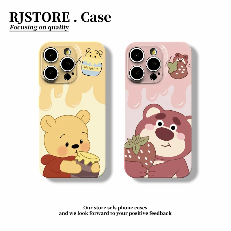 奥菲顿情侣维尼草莓熊适用iphone16菲林15手机壳华为vivo小米oppo