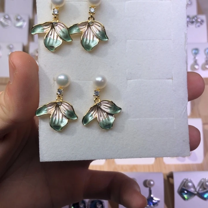 淡水珍珠耳饰银S925镶嵌