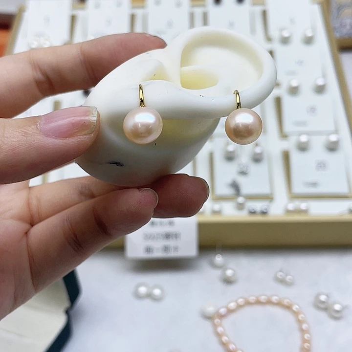 淡水珍珠耳饰银S925镶嵌希*