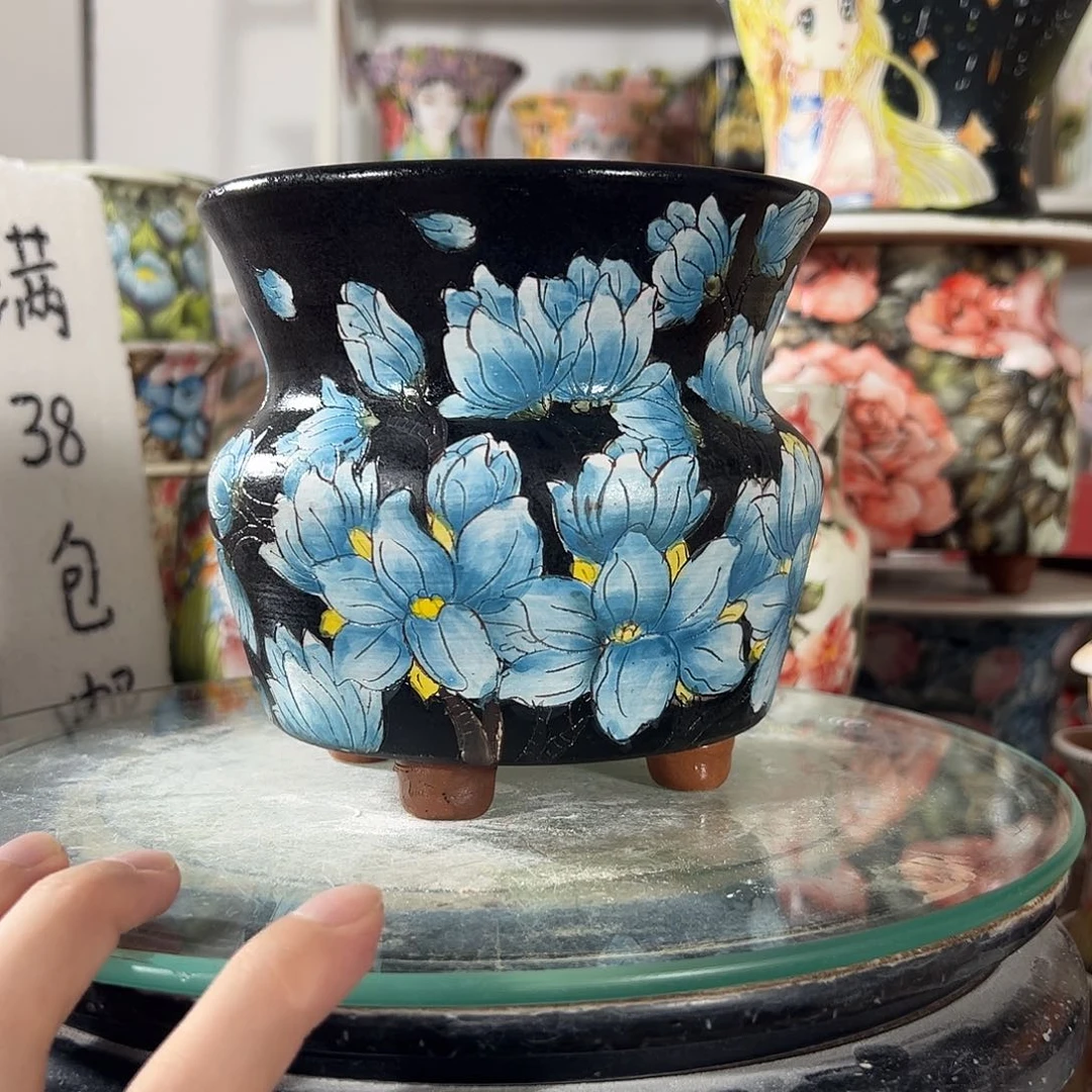 景德镇手绘花盆幸运花盆