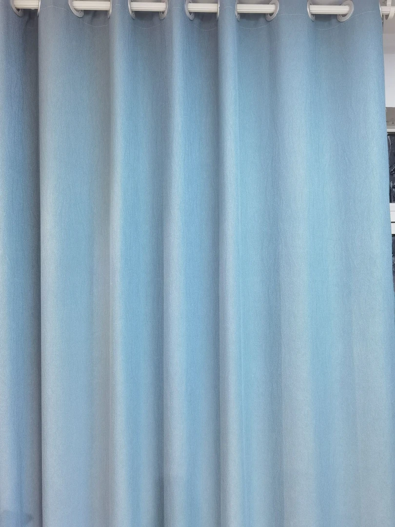 《水芙棉-淡蓝》加厚成品窗帘高遮光简约大方