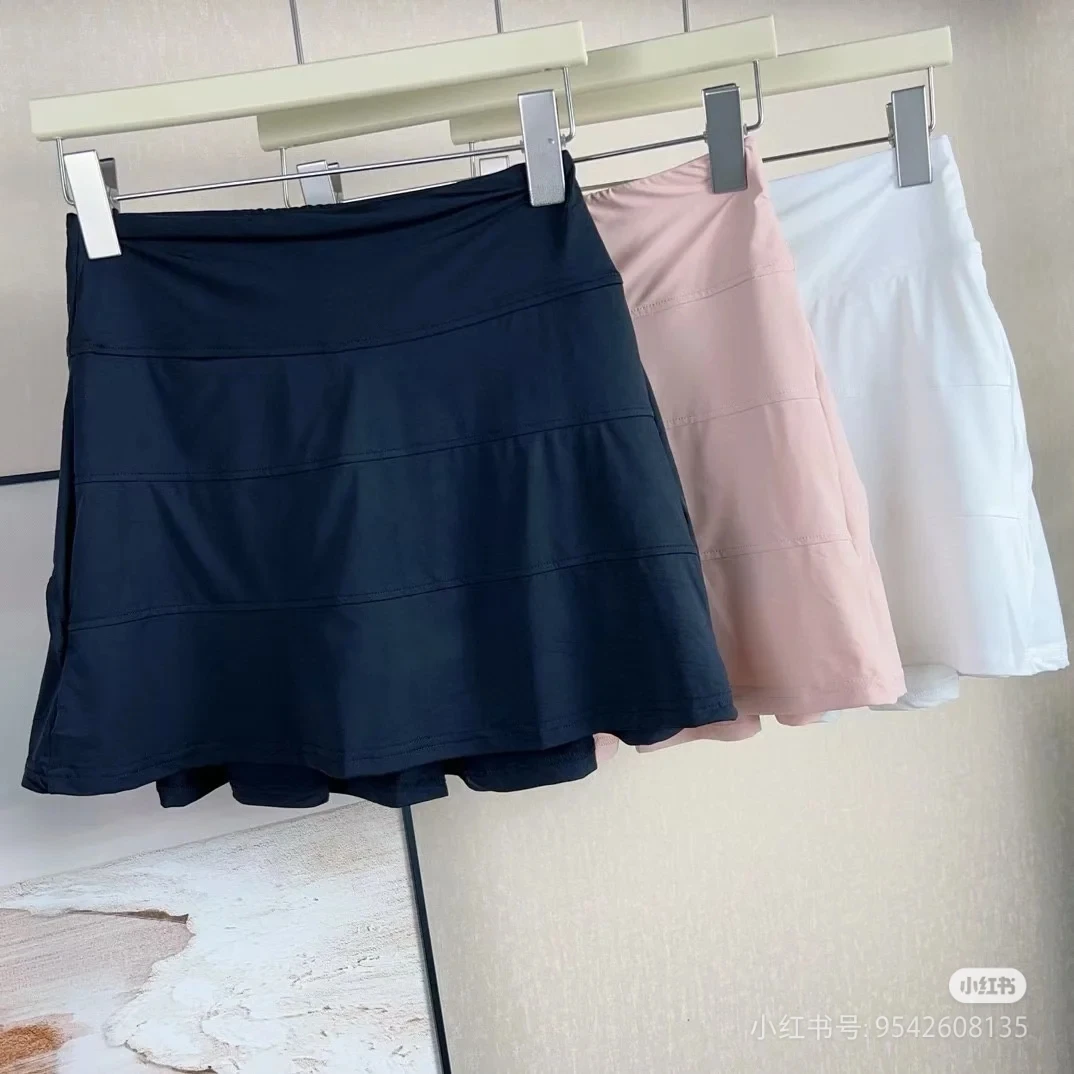 高腰运动短裙女宽松五分裤网球裙短款瑜伽服半身裙百褶裙夏防走光