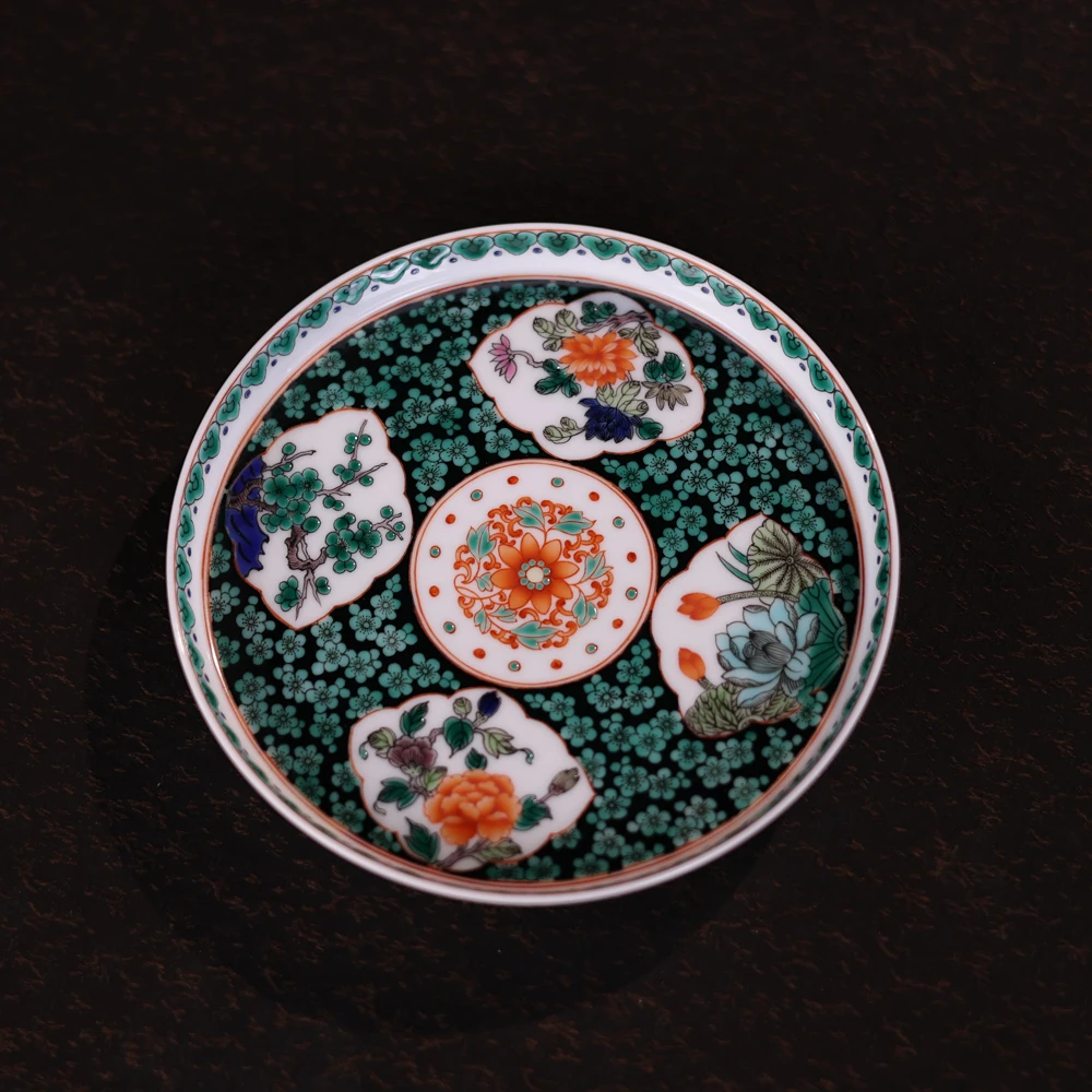 【斋居】立勤堂红绿彩绿梅开窗四季花壶承（HLC-HC-079）