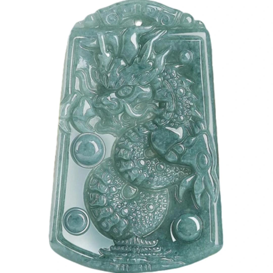 精美翡翠a货吊坠龙形图案绿色细腻光泽吊坠雕刻玲小玲翡翠珠宝