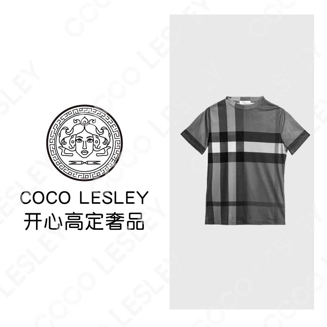 【COCO LESLEY】经典格纹条纹休闲时尚女士户外复古T恤7822