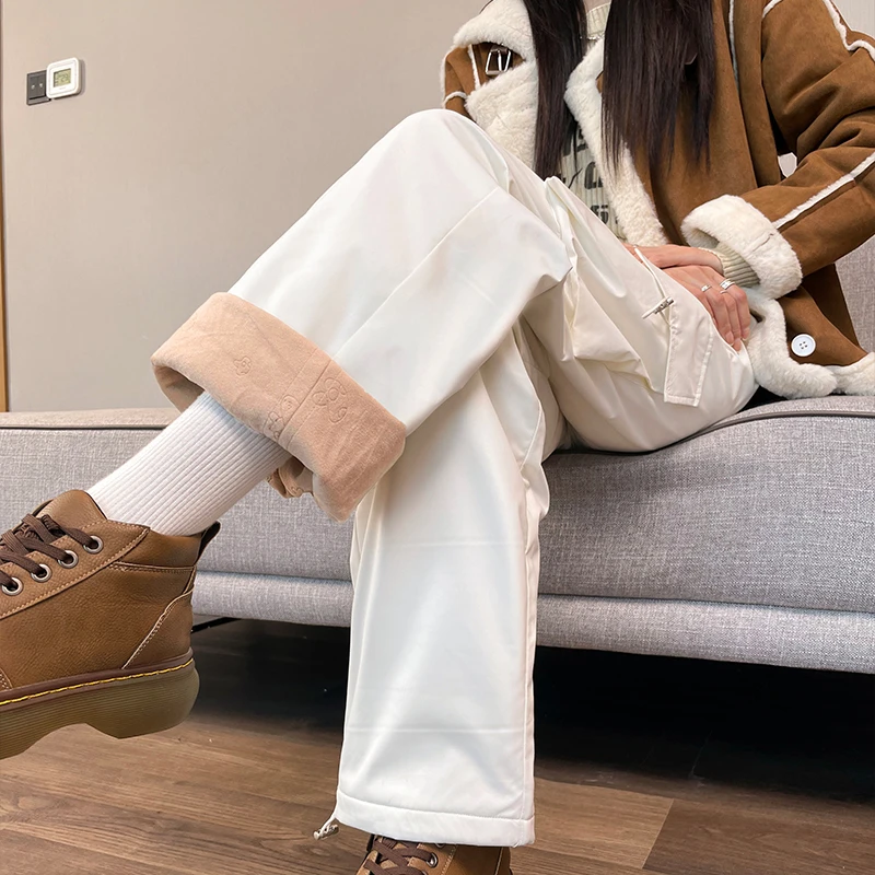 米白色羽绒裤女外穿2025冬季新款防寒保暖东北零下40度防水冲锋裤